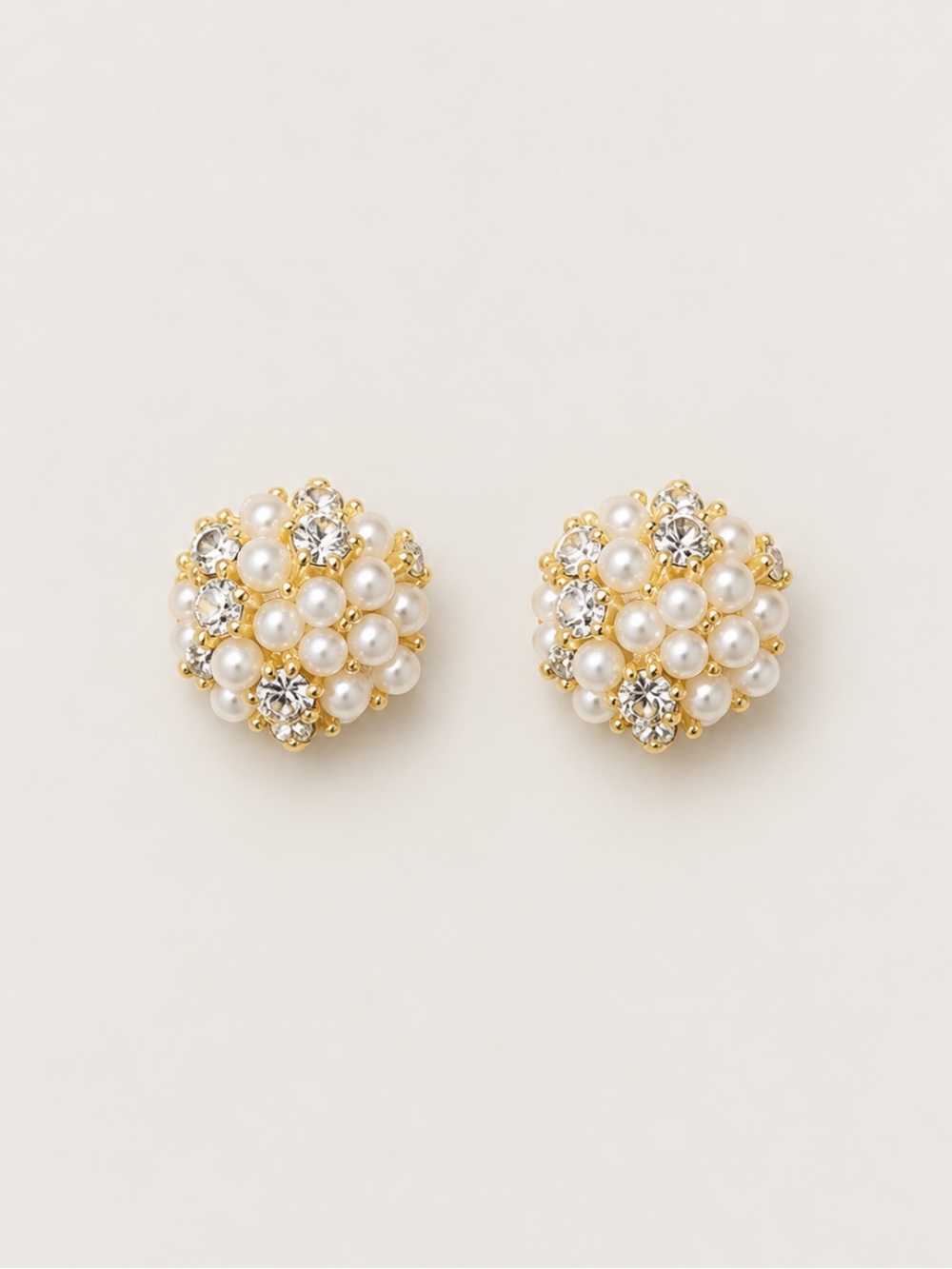 New! Pearl Gold Cluster Petite Post Earrings NWOT